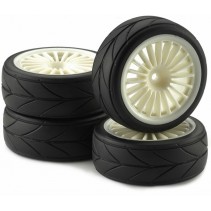 211000039 Ansmann Racing 1:10 Tyre & Rim Set "20 spokes Design (Profil)" white (