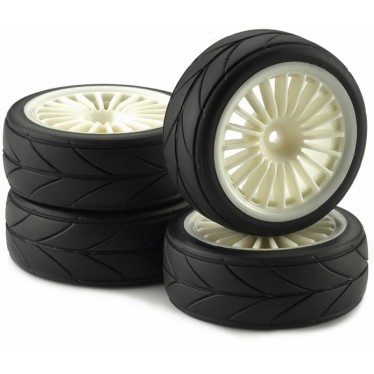 211000039 Ansmann Racing 1:10 Tyre & Rim Set "20 spokes Design (Profil)" white (