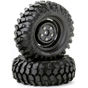 211000222 Ansmann Racing Tyre & Wheel Set Crawler - 96mm Black Scale Rim ..