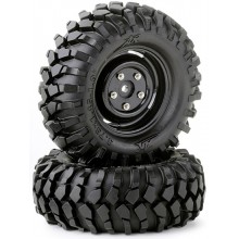 211000226 Ansmann Racing Tyre & Wheel Set Crawler - 108mm Black Scale Rim ..