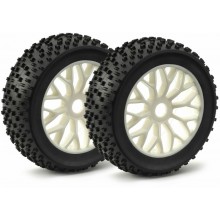 214000023 Ansmann Racing 1:8 Rims and Tyres Honeycomb X Block Tread white (2)