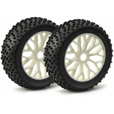 214000023 Ansmann Racing 1:8 Rims and Tyres Honeycomb X Block Tread white (2)