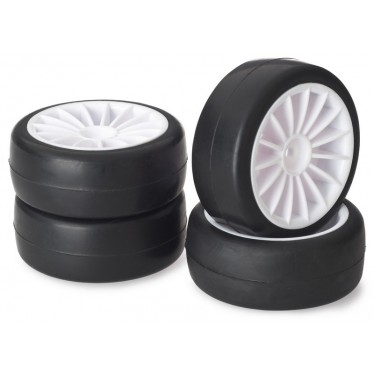 Absima Wheel Set On-road "15 Spoke / Slick" White 1:10 (4) 2510002