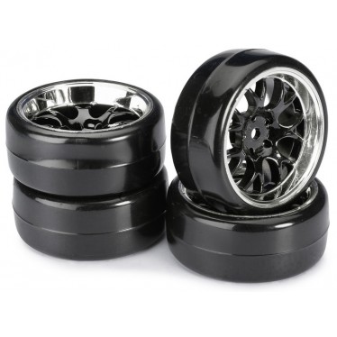 Absima 2510041 Wheel Set Drift LP " Comb/Profile B" Black/Chrome 1:10 (4)