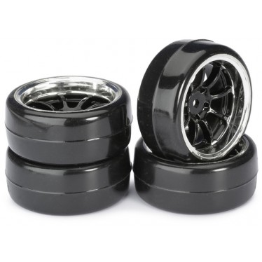 Absima 2510043 Wheel Set Drift LP " 9 Spoke / Profile B" black/chrome 1:10 (4 pc