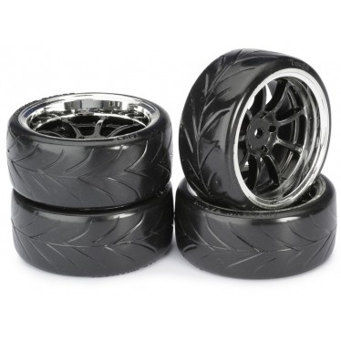 Wheel Set Drift LP " 9 Spoke / Profile A" black/chrome 1:10 (4 pcs) 2510044