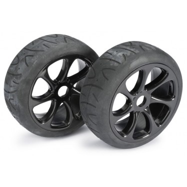 Wheel Set Buggy "7 Spoke/Street" Black 1:8 (2)