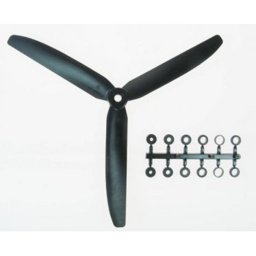 9x5 3Blade Slow Fly Prop (Black Opposite Rotation)