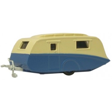 Cream/Blue Caravan 1:76 Diecast