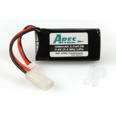 Battery LiPo 1000mAh 2-Cell/2S 7.4V 20C, Connector Tamiya (Gamma 370)