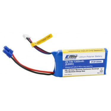 1300mAh 2S 7.4V 20C LiPo 13 AWG EC2