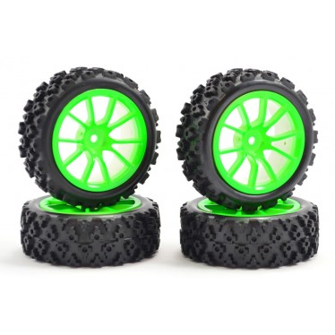 Fastrax 1/10 Street/Rally Tyre 10 Spoke Neon Green Wheel FAST0073G