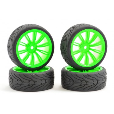 Fastrax 1/10 Street/Tread Tyre 20SP Neon Green Wheel FAST0076G