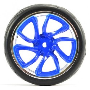 FASTRAX 1/10 STREET/TREAD TYRE TRI-5 BLUE/CHROME WHEEL FAST0088BLC