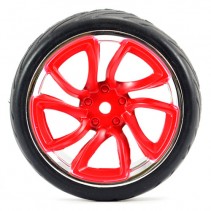 Fastrax 1/10 Street/Tread Tyre TRI-5 Red/Chrome Wheels FAST0088RC