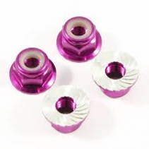 Fastrax M4 Purple Aluminium Flanged Thin Locknut FASTM4PT