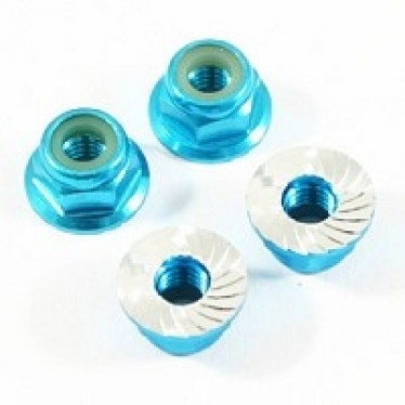 Fastrax Blue Serrated Aluminium Locknuts 4 pieces FTM4BS