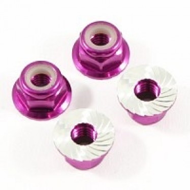 FASTRAX M4 PURPLE SERRATED ALUMINIUM LOCKNUTS 4pcs