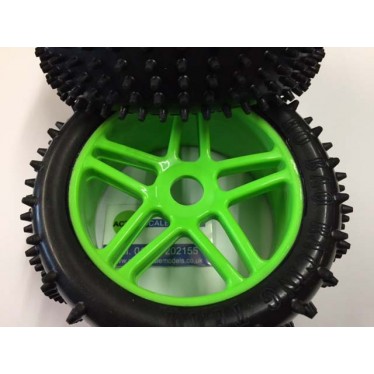 HoBao Directional Spike Tyre Set (4) Mounted Green HFR03F-MG