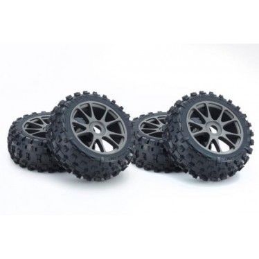 Kyosho KC Tyres on Neo 3.0 Wheels Gun Metal (4) K.IFTH004GMKC