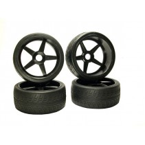 Kyosho K.IGTH004BK On Road Tyres Pre-Mounted on Inferno GT Black Wheels (4)