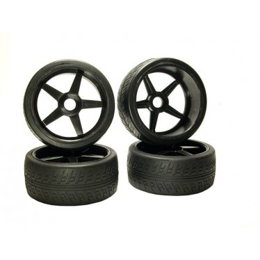 Kyosho K.IGTH004BK On Road Tyres Pre-Mounted on Inferno GT Black Wheels (4)