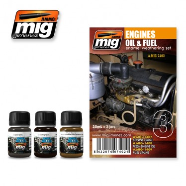 MiG Engines Oil & Fuel Enamel Weathering Set MiG7402