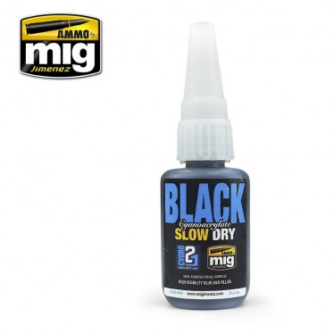 MIG Black Slow Cure Cyanoacrylate 21g MIG8034