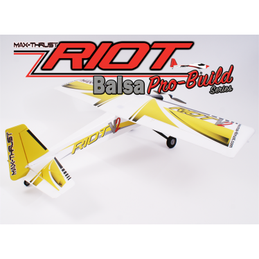 Max Thrust pro-built balsa riot kit yellow ic or elec 1-mt-balsa-riot-y