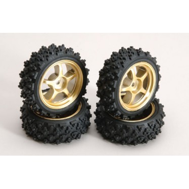 Z-RMX-4SG Gold Wheel w/Spike Tyre (4)