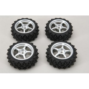 Z-RMX-4SS Silver Wheel w/Spike Tyre (4)